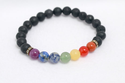 7 Chakra Lava Stone Bracelet| Certified Authentic