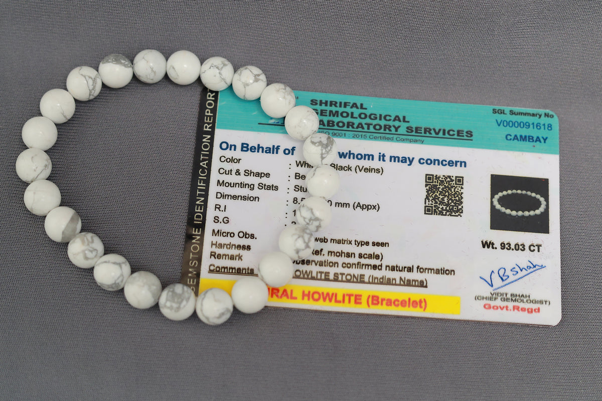 White Howlite Healing Bracelet| Certified Authentic