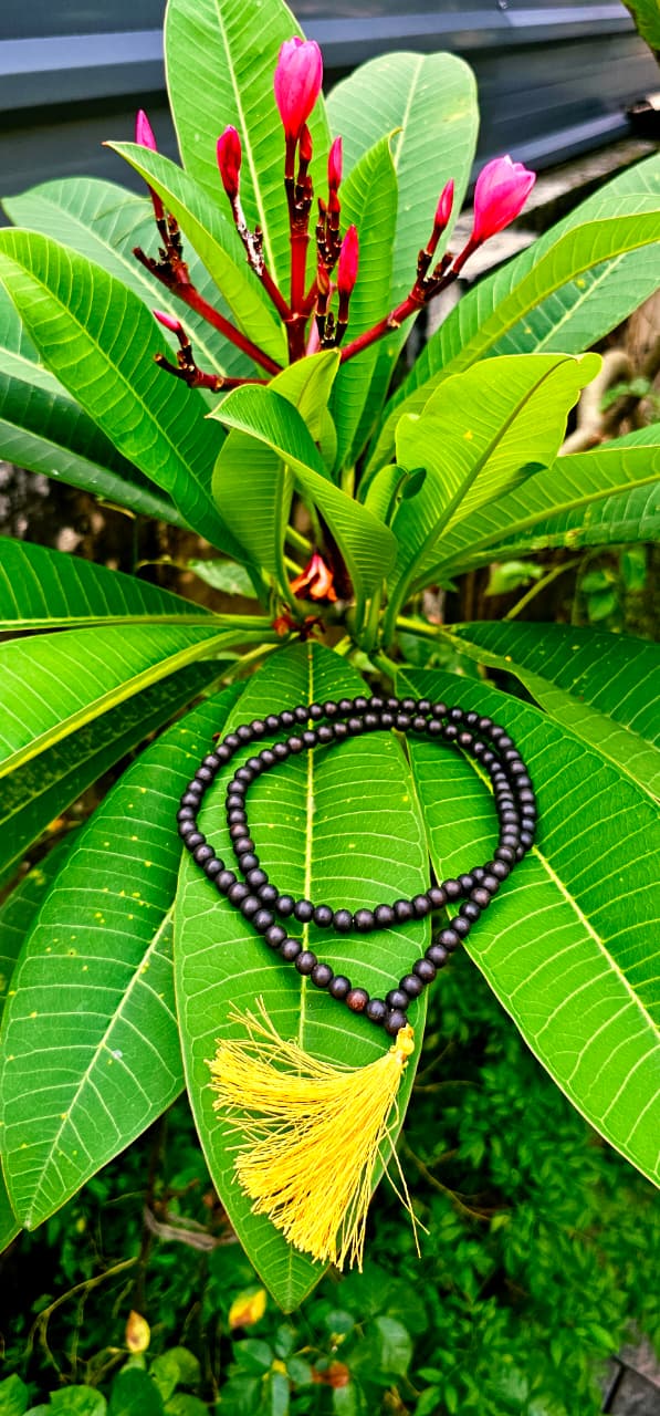 Karungali Mala I8 mm unpolished Beads | Genuine Ebony Wood I Certified Authentic