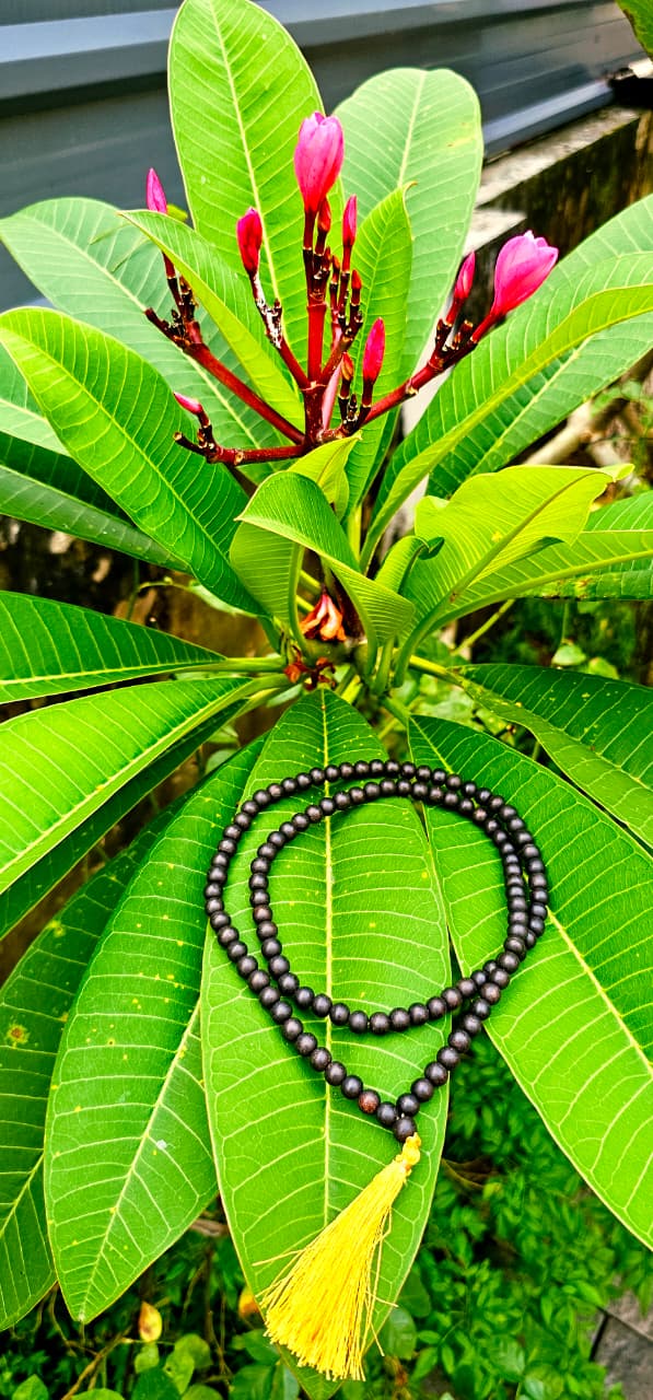 Karungali Mala I8 mm unpolished Beads | Genuine Ebony Wood I Certified Authentic