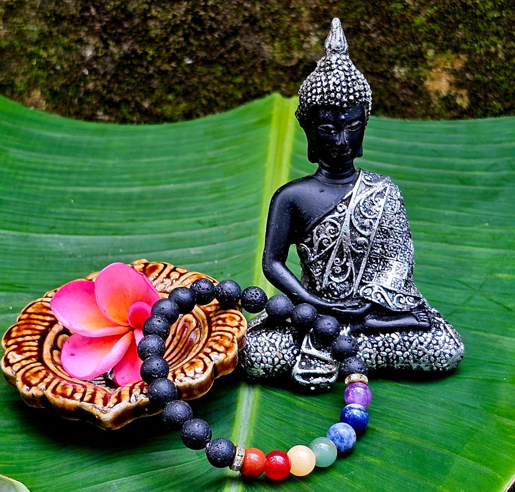 7 Chakra Lava Stone Bracelet| Certified Authentic